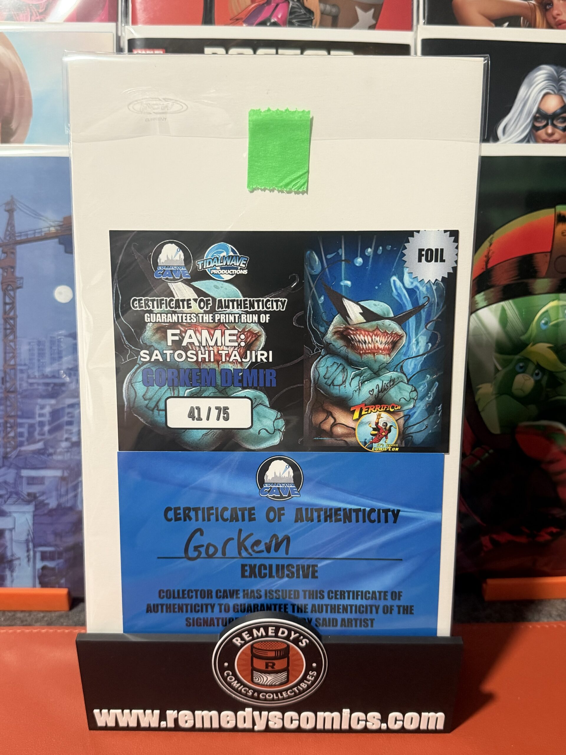 Fame - Satoshi Tajiri - Venomized Squirtle - Gorkem Demir - Foil - Signed by Gorkem w/COAs - TerrifiCon - LTD 75 - Image 3